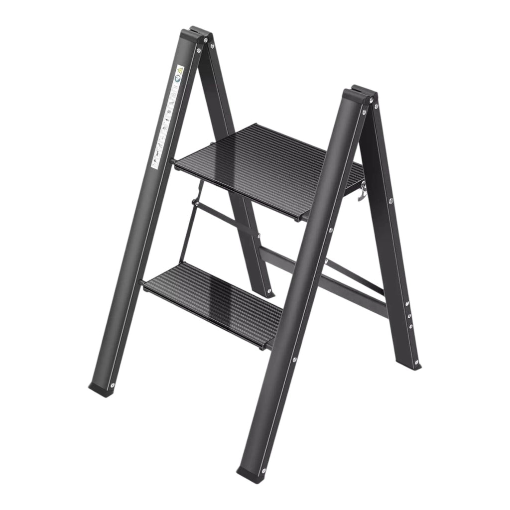 SGABELLO LEONARDO NERO 2 GRADINI ALLUMINIO