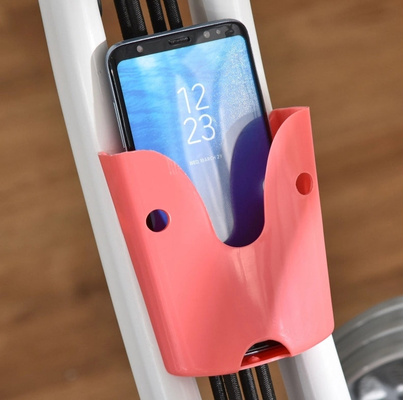 Cyclette pieghevole ULEVR 2 in 1 con cavi elastici, resistenza regolabile, display LCD e supporto telefono, rosa e bianco