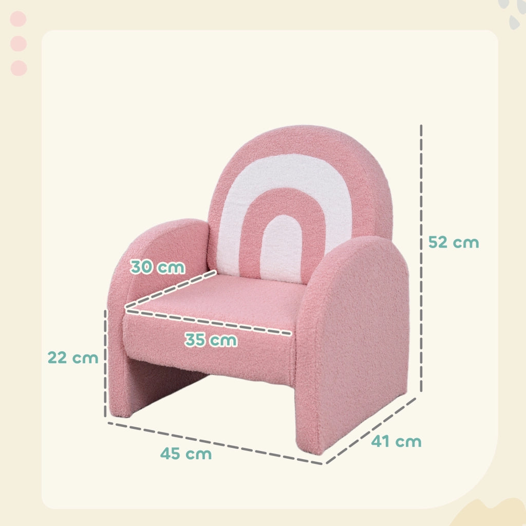 Divano Bambini Tessuto Morbido Schienale Arcobaleno ¨C Xylo ¨C Rosa 45x41x52 cm