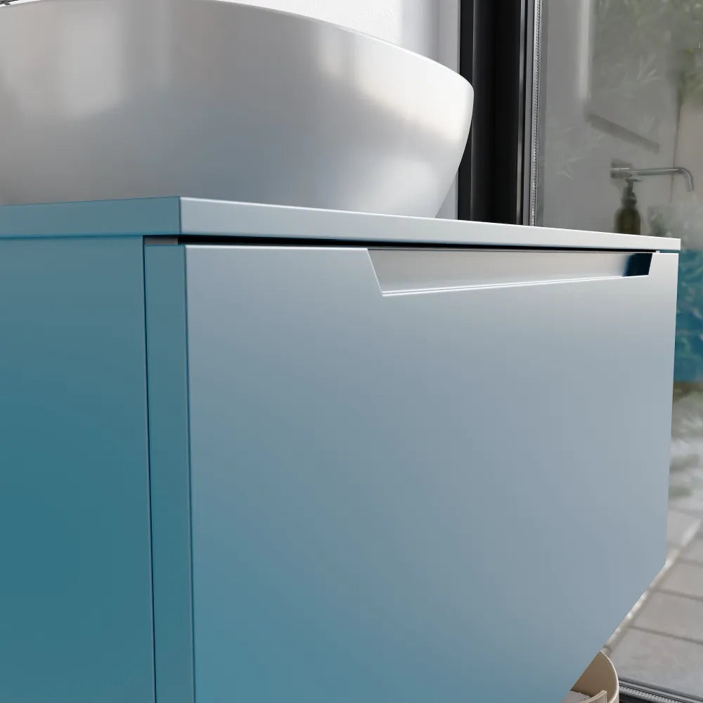 Mobile bagno sospeso 60cm dusk blue opaco un cassettone con top | Bako