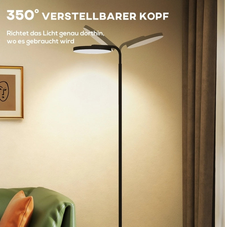 Lampada da terra LED nera con telecomando magnetico, orientabile e dimmerabile, 30W, 2800 lumen