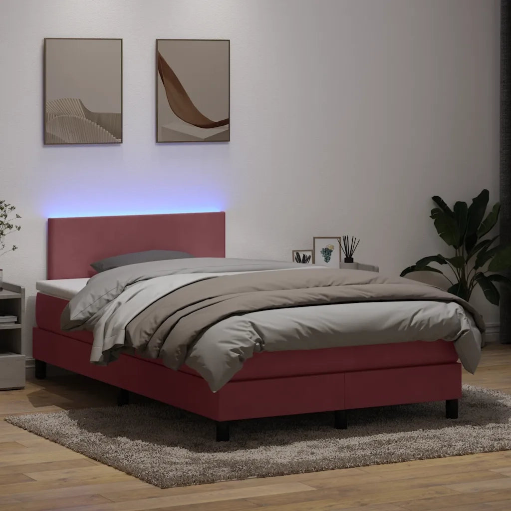 Letto a Molle con Materasso e LED Rosa 120x220 cm in Velluto 3316736