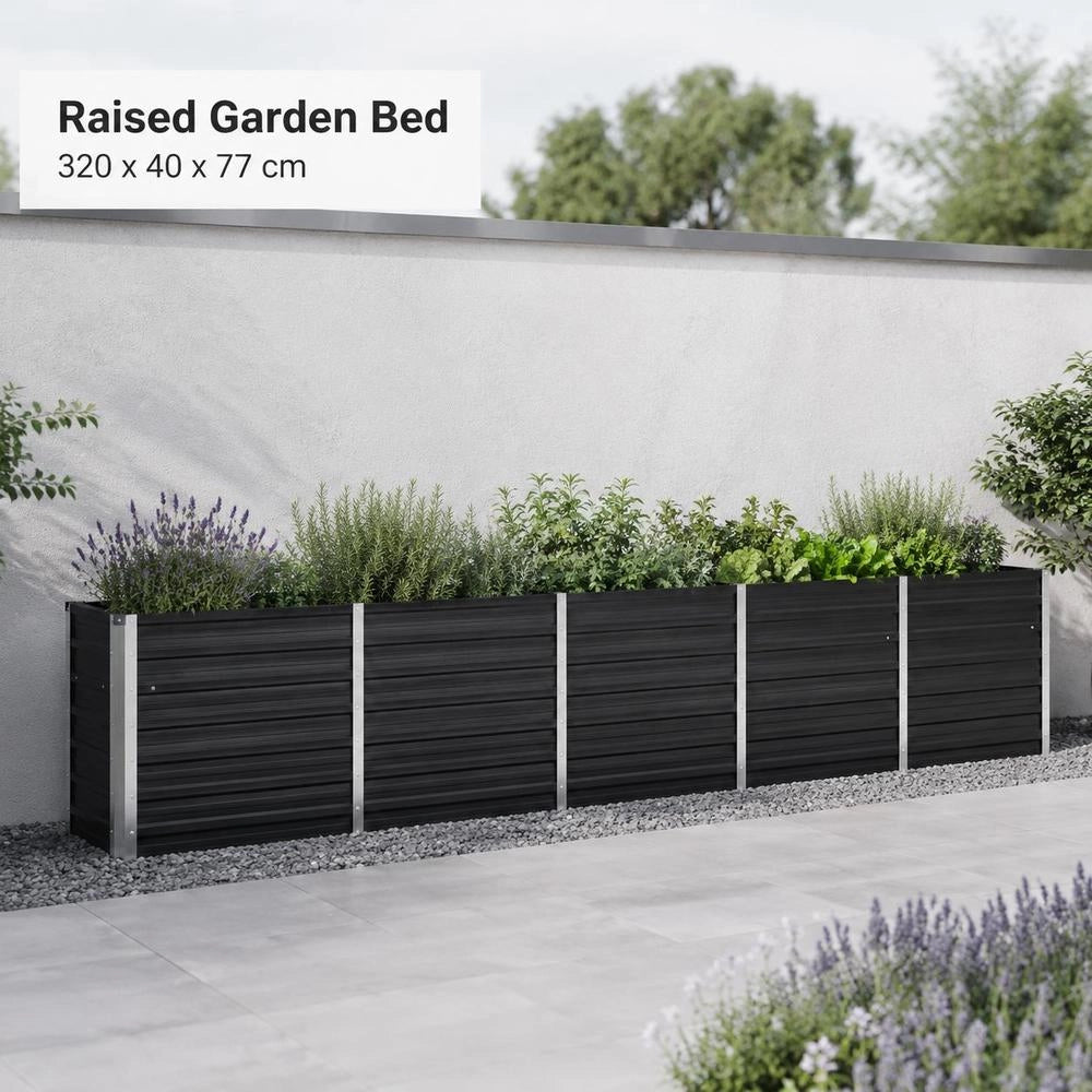 Raised Bed 320 X 40 X 77 Cm Galvanized Steel Anthracite