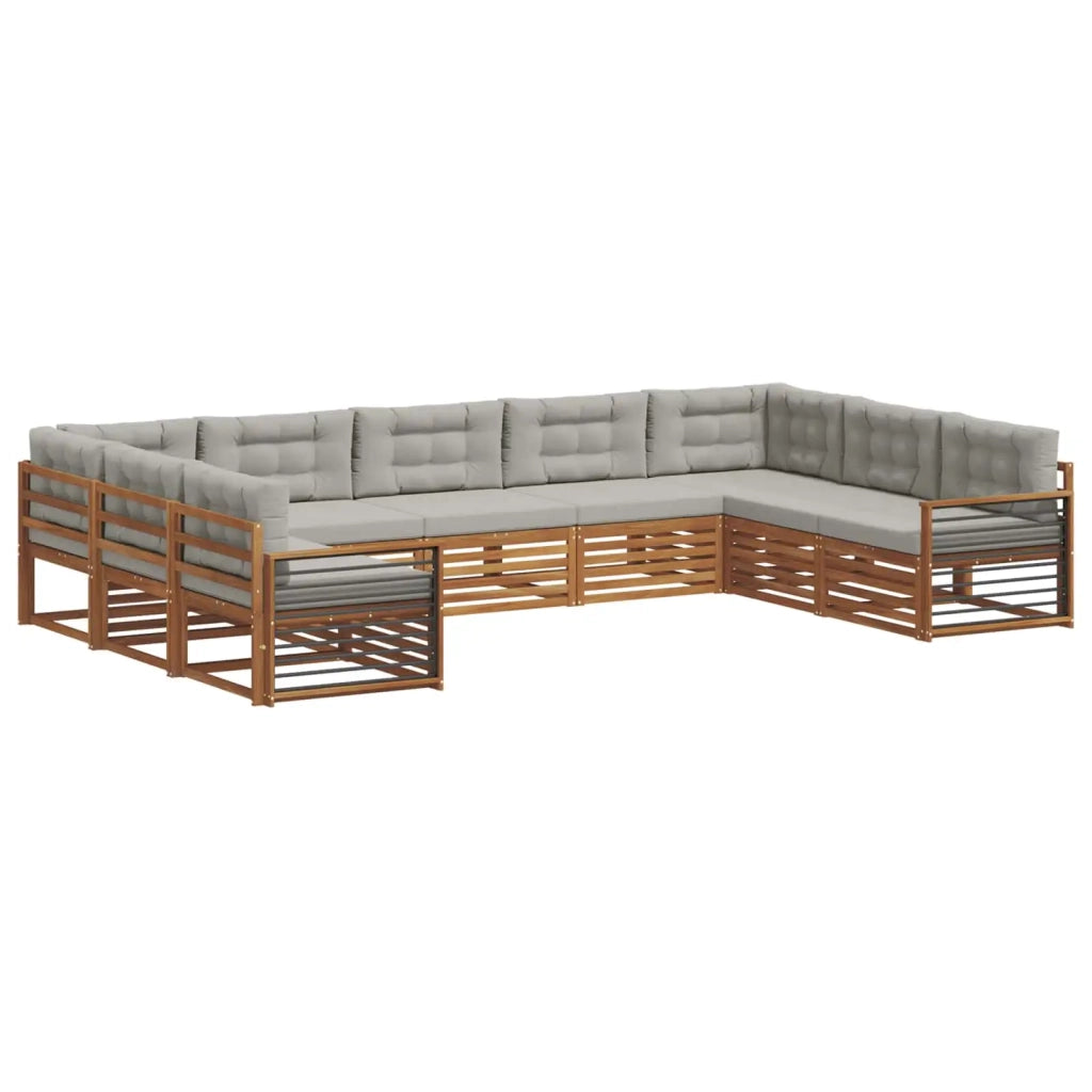 Set di divani da esterno 9 pcs Grigio Naturale e Chiaro 3374141