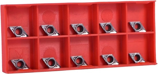 Inserti per taglio a CNC 10 pezzi - Punta in carburo - Attrezzi per tornio - Taglio di alluminio/lega di rame - 12,7 x 7 mm - Inclusa scatola - Strumento per taglio
