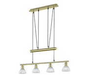 Lampada Sospensione Interno con Bilanciere 4 Luci Led Ottone Levisto GD Trio