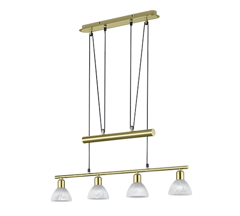 Lampada Sospensione Interno con Bilanciere 4 Luci Led Ottone Levisto GD Trio