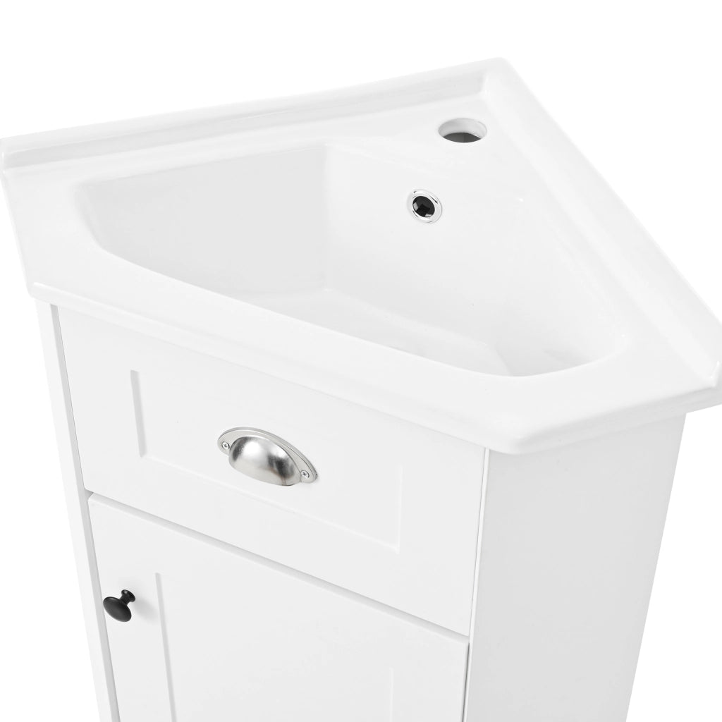 Mobile sottolavabo bagno a pavimento con lavabo in ceramica e vano contenitore, MDF bianco, 59 × 42,5 × 90,5 cm