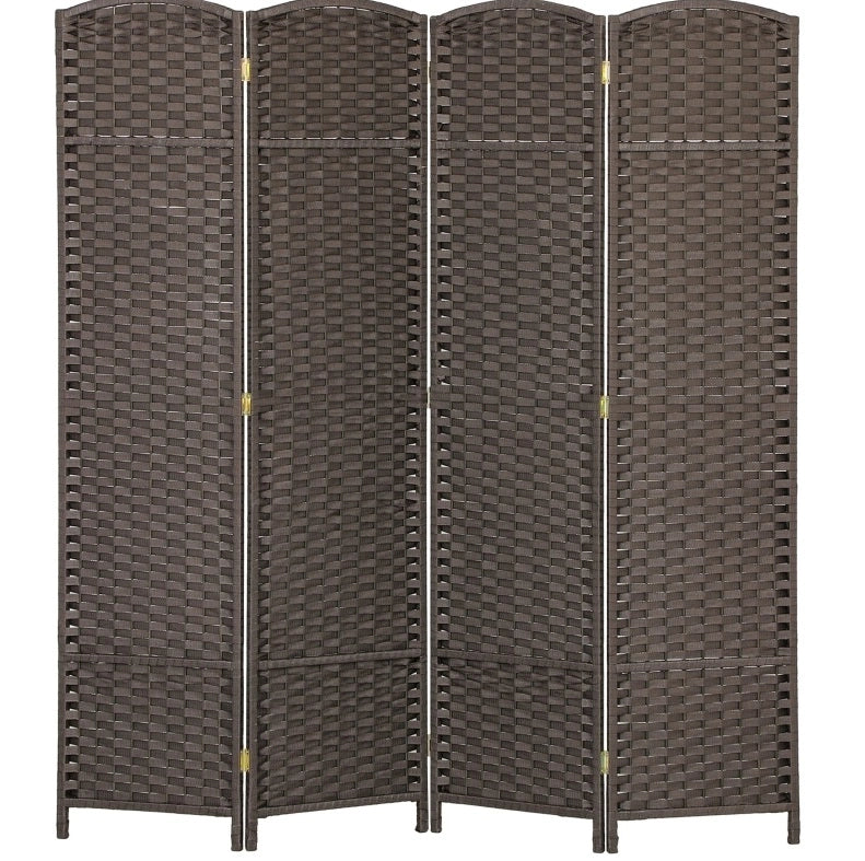 Paravento pieghevole 160x170 cm in legno e polipropilene marrone -