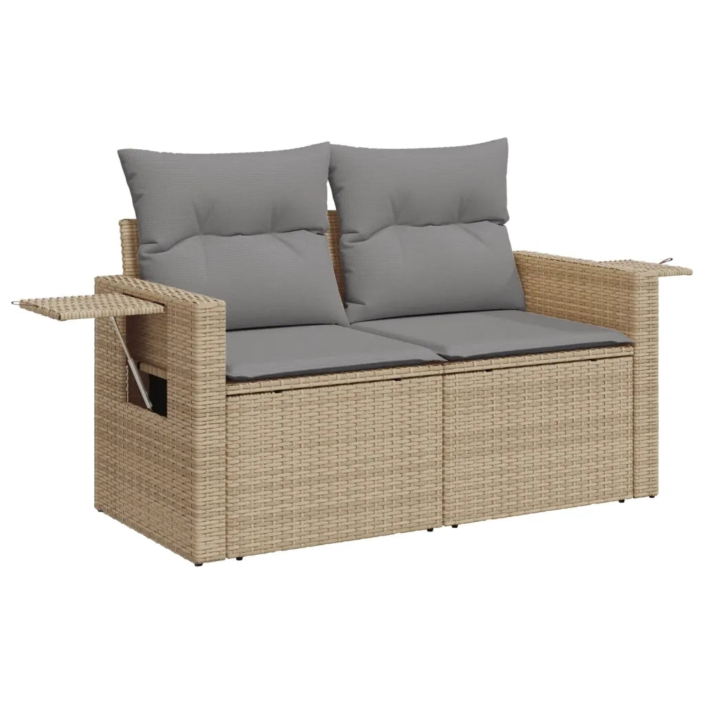 Set Divano da Giardino 5 pz con Cuscini-Sofa da Giardino-Divanetto da esterno Beige in Polyrattan 237147