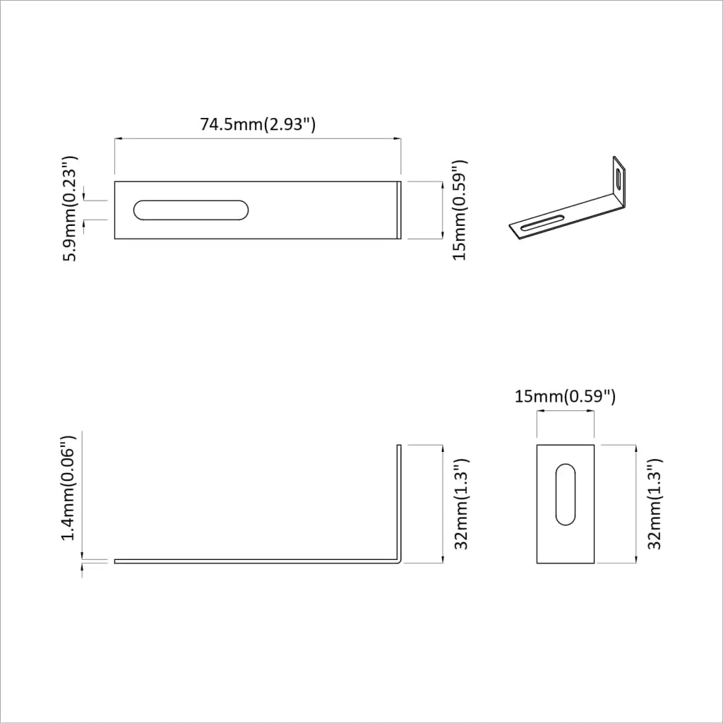 Supporto Anti Ribaltamento 2 pz Argento 74,5 x 15 x 32 mm CFW3392293