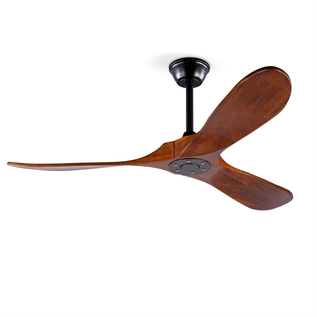 Ventilatore da soffitto 132 cm con 3 pale in legno di acero, motore DC silenzioso, telecomando e funzione memoria, finitura noce
