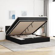 Struttura Letto Pouf con Materasso Nero 180x200 cm in Velluto 3312640
