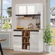 Credenza da cucina in MDF bianco lucido 105 × 45 × 185 cm con cassetto e ripiani regolabili