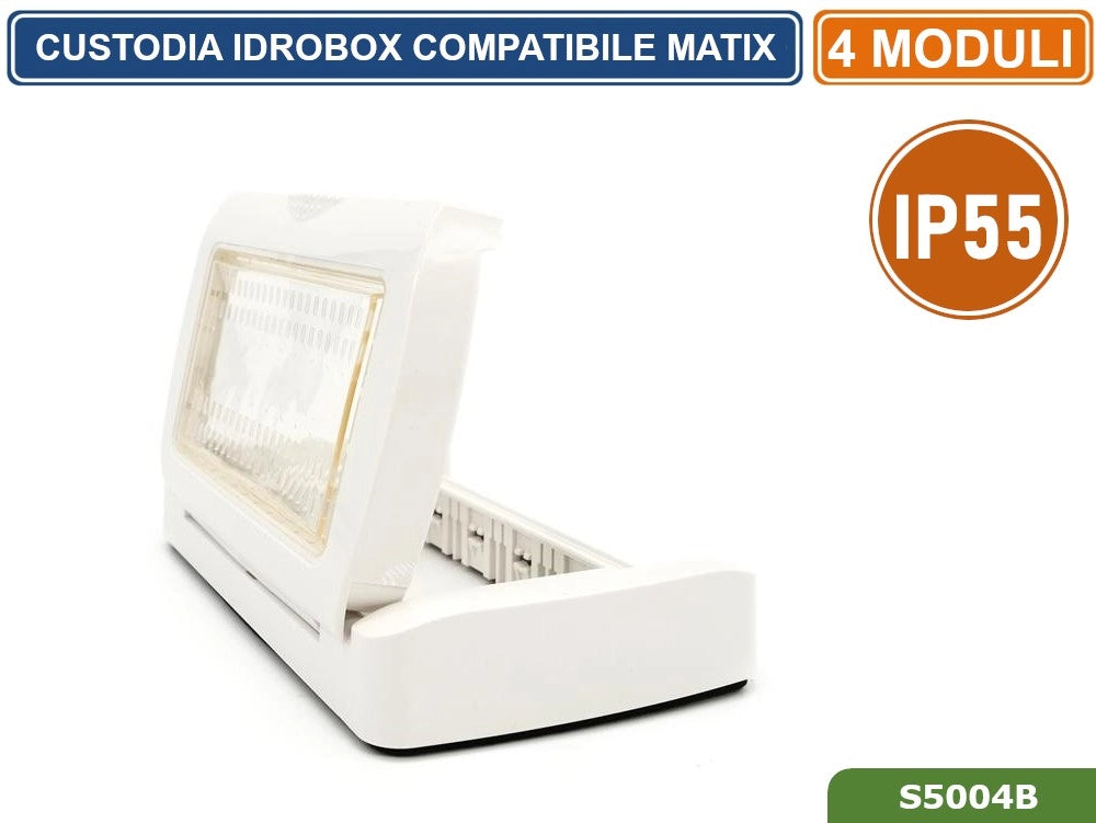 PLACCA COPERTURA STAGNA 4M  IDROBOX 4 MODULI BIANCA IP55 COMPATIBILE SERIE BTICINO MATIX