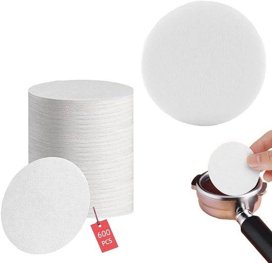 Papier per filtro caffè 58 mm - non sbiancato - 600 pezzi - circolare - compatibile con macchine da caffè - prevenzione della canalizzazione - filtri per caffè