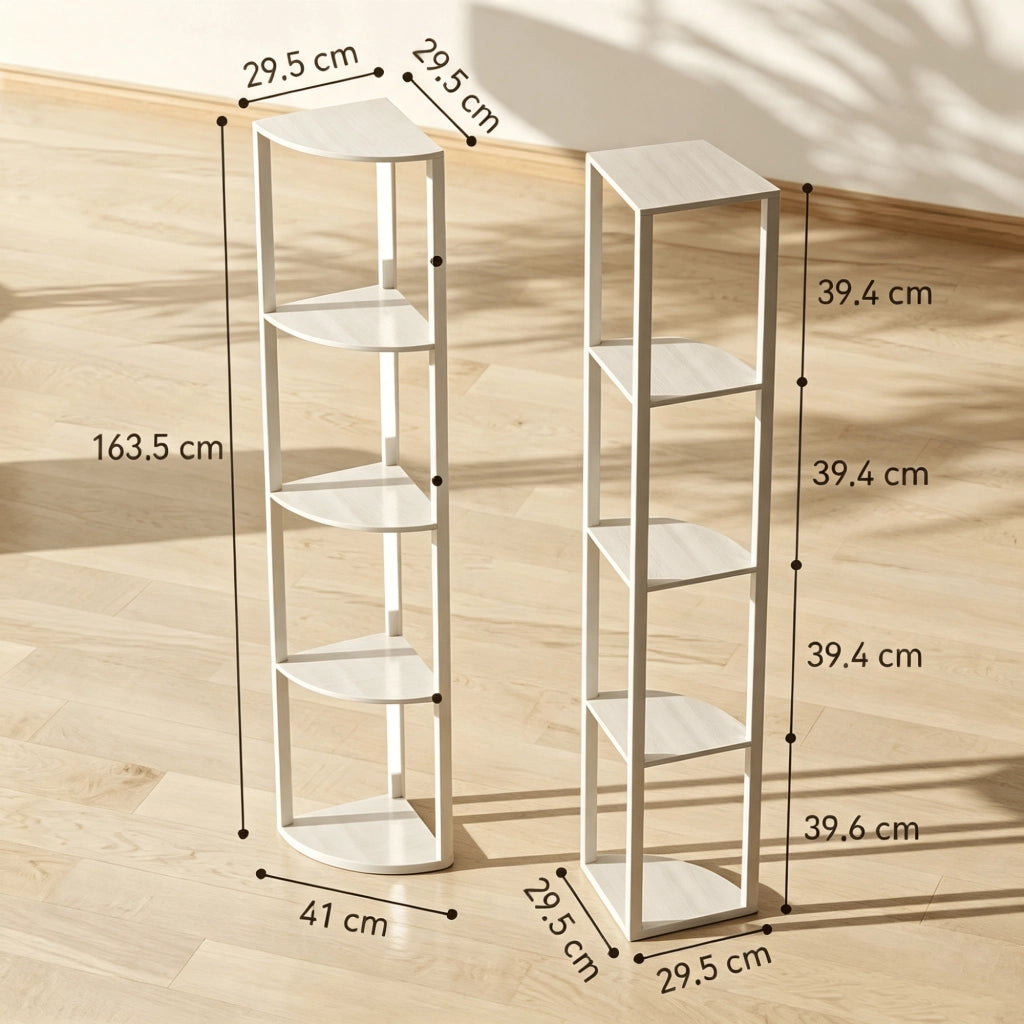 Lampada da terra LED dimmerabile con 4 ripiani, luce calda, struttura in quercia 41x30x164 cm
