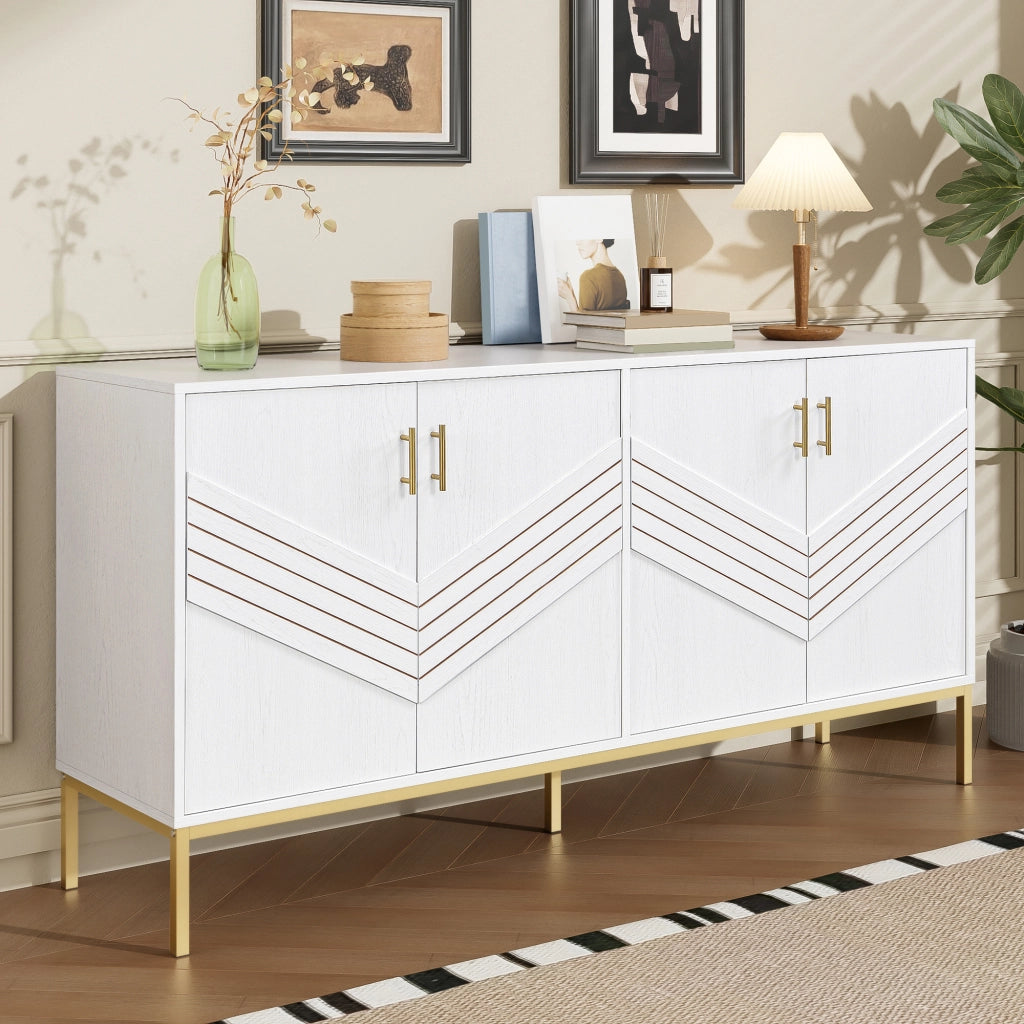 MADIA 4 ANTE 160x40x80,5 cm MDF Bianco e effetto legno