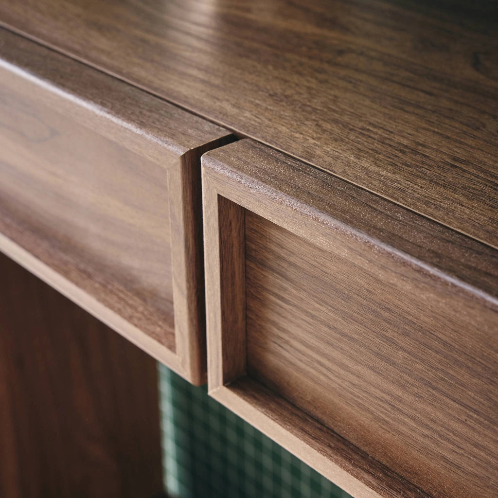 Console effet legno 2 cassetti e ripiano, 100cm, noce
