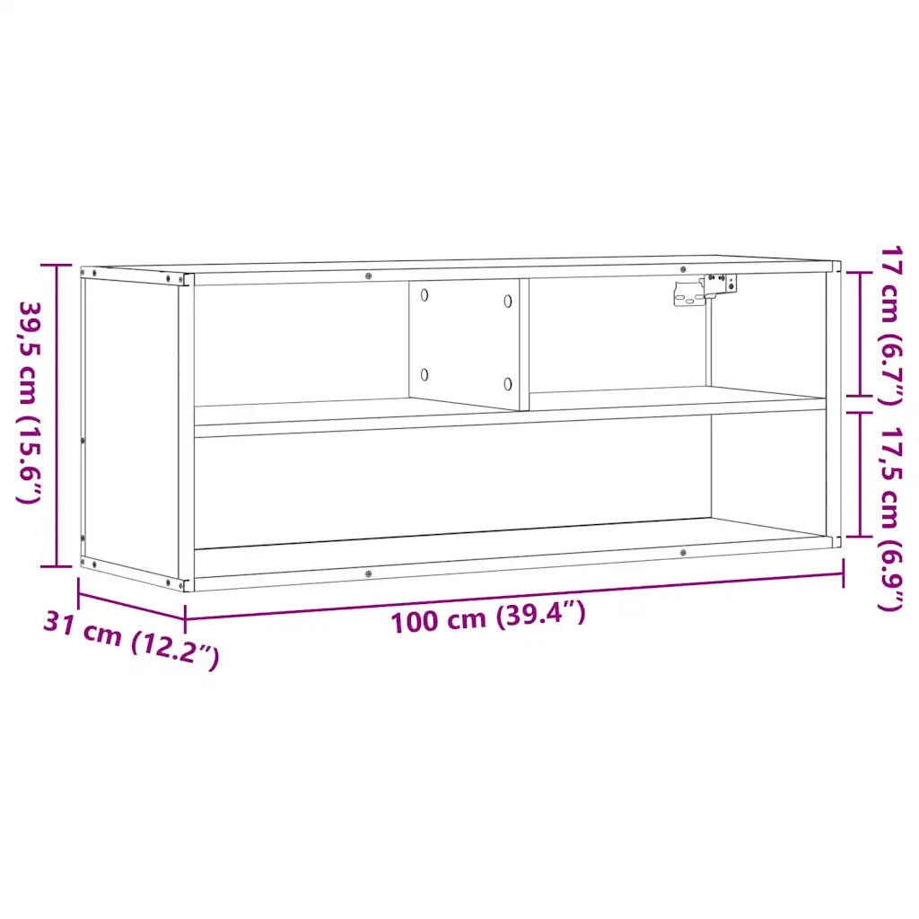 Mobile TV | Armadietto TV | Mobile Porta TV Rovere Marrone 100x31x39,5 cm in Truciolato e Metallo