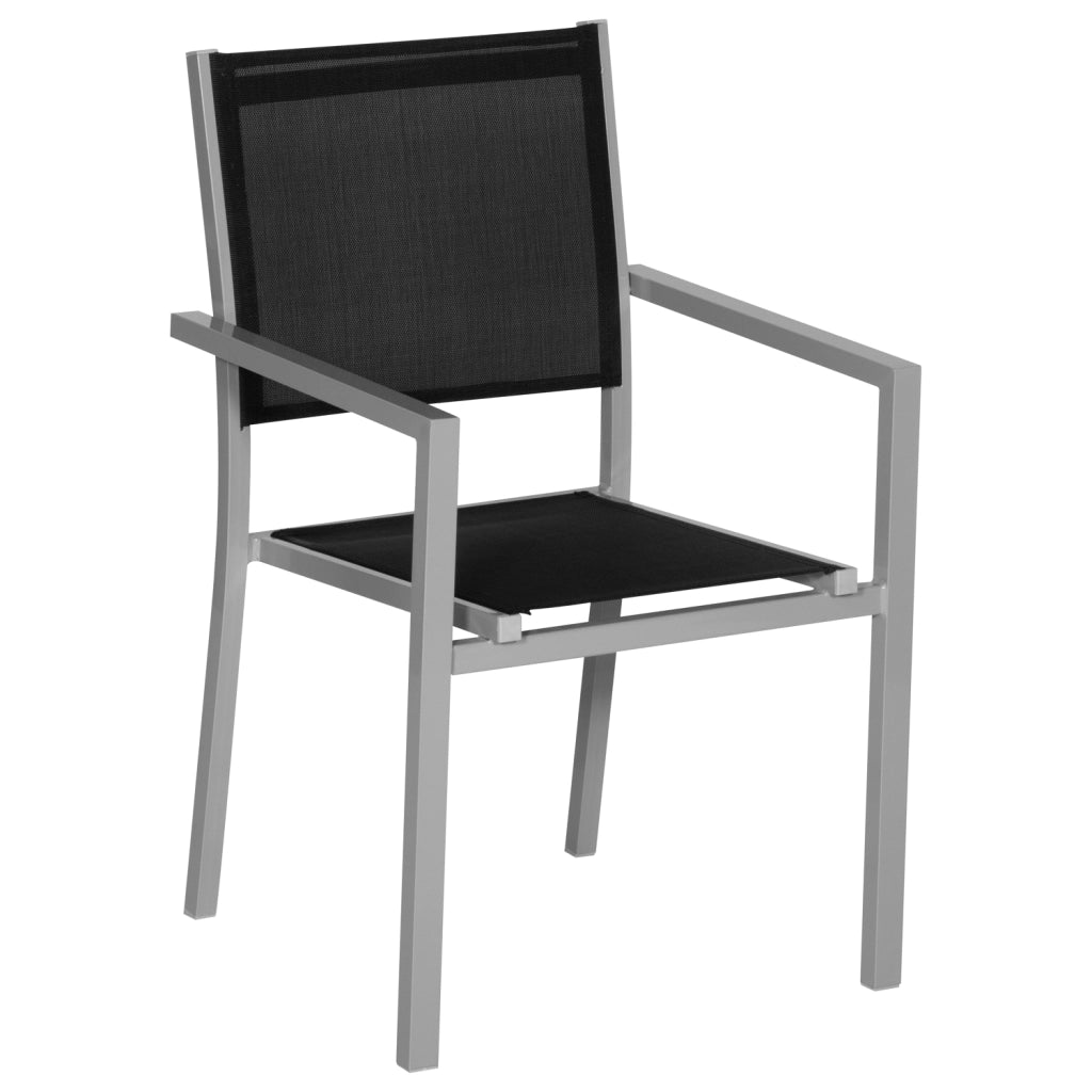 Set di 6 sedie in alluminio grigio - textilene nero