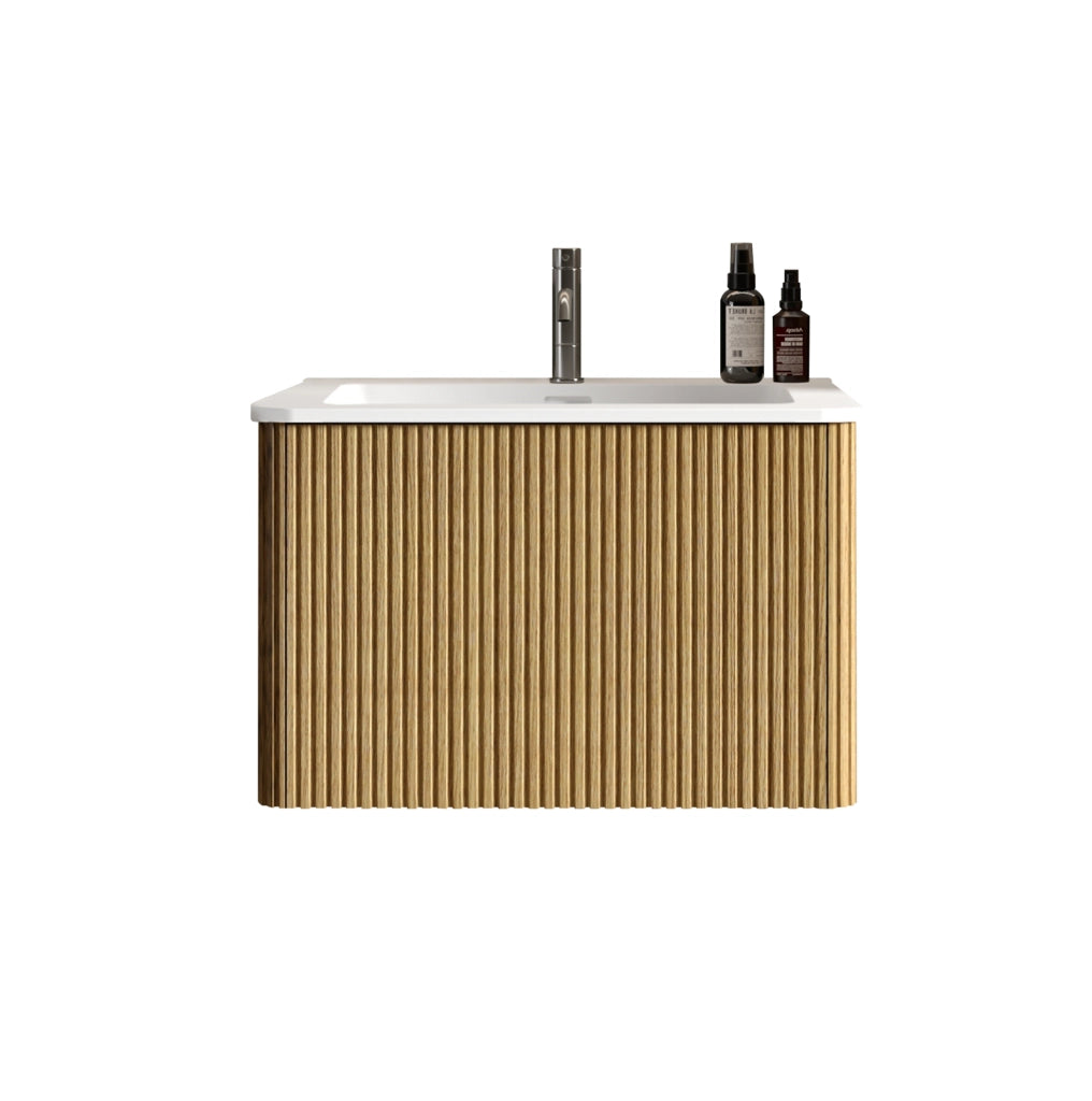 Mobile bagno 60 cm con lavabo in Solid Surface finitura rovere