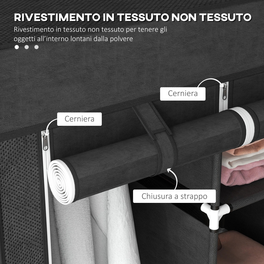Armadio Guardaroba Pieghevole Salvaspazio ¨C Minimal ¨C 125x43x162.5cm Nero