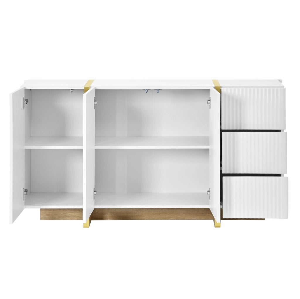 Set mobile TV e sideboard bianco con frontali a rilievo HOMVRA