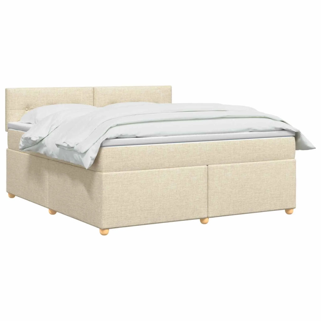 Letto box spring con materasso Crema 160 x 200 cm Tessuto 3450998