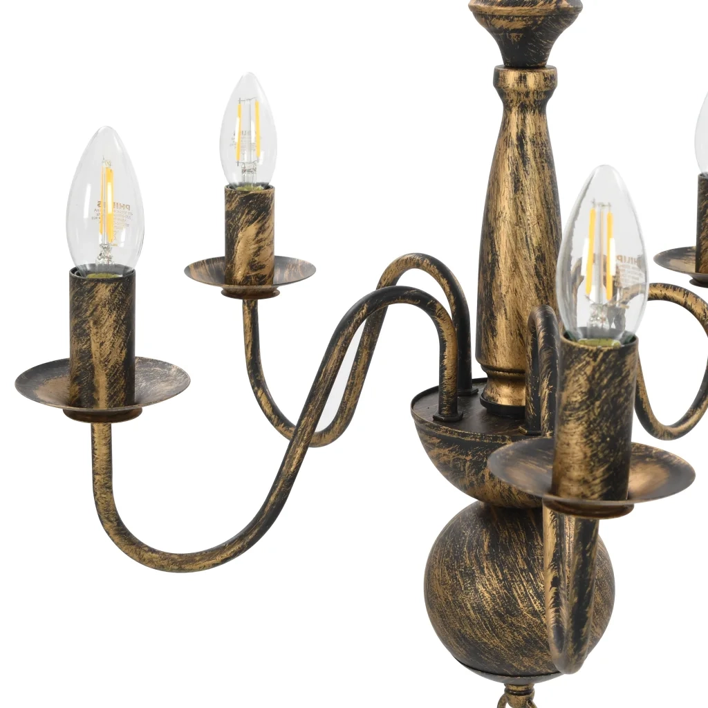 Candelabro Stile Anticato Nero 5 Lampadine E14 281615