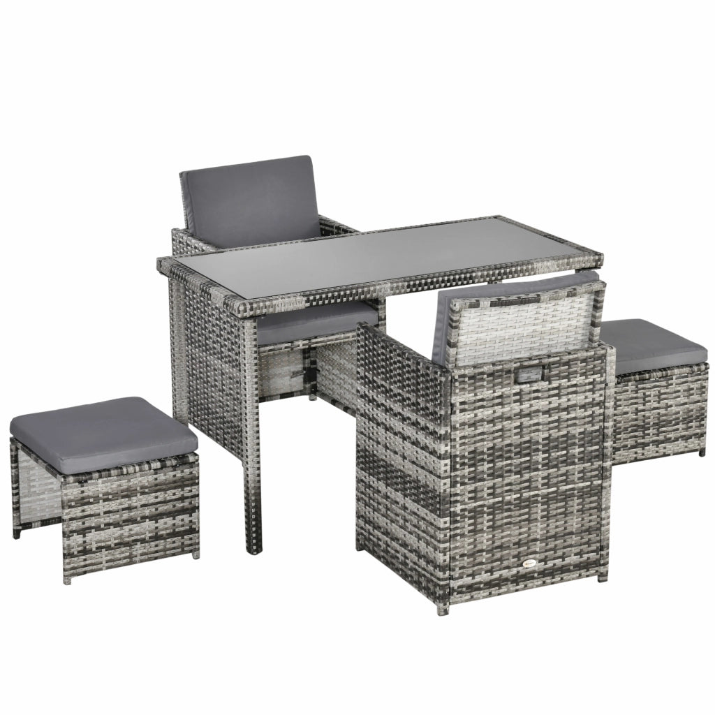 Set da Giardino Polyrattan 4 Posti con Cuscini ¨C MINIMAL ¨C Grigio