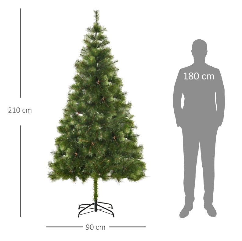 Albero di Natale Artificiale in Metallo 90 x 210 cm con 505 Punte Verde per Interni