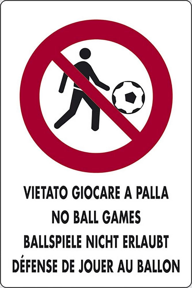 Cartello Vietato giocare a palla luoghi pubblici 30CMx20CM