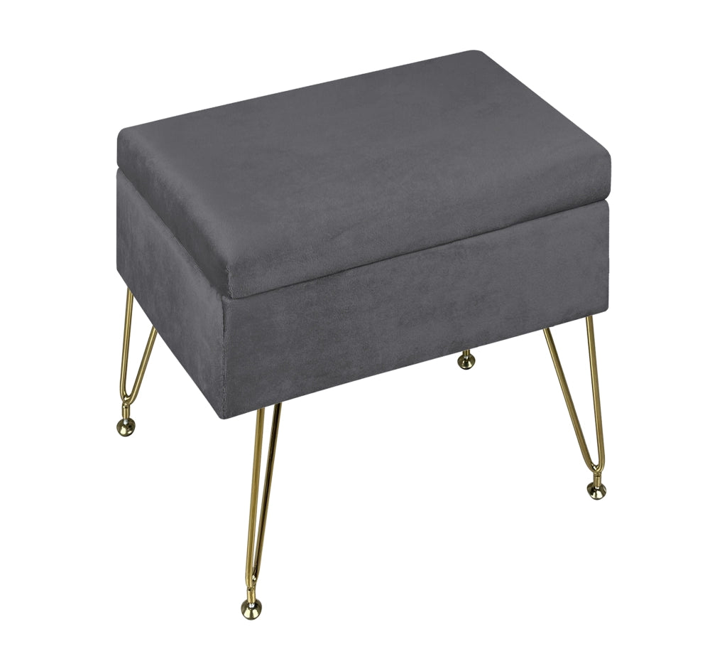 Pouf Panca Imbottita Divanetto In Velluto Contenitore PortaOggetti Panca Sgabello A Pie Di Letto Con Gambe In Metallo Dorato Cassapanca Scarpiera Ingresso Legno Massello Panchina  - Stone