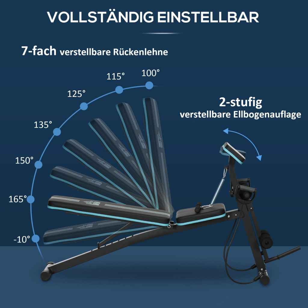 Panca Fitness Pieghevole ¨C Xylo ¨C 7 Posizioni Regolabili, Carico 120kg, Blu