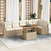 Set Divano da Giardino 7 pcs Beige Poly Rattan