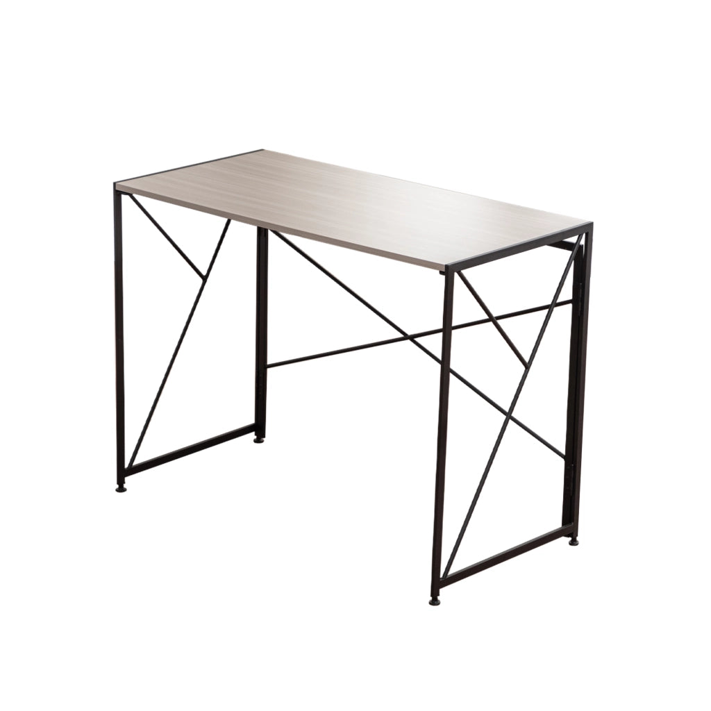 Scrivania dritta pieghevole in MDF e metallo naturale per home office e piccoli spazi 99 × 50 × 75 cm