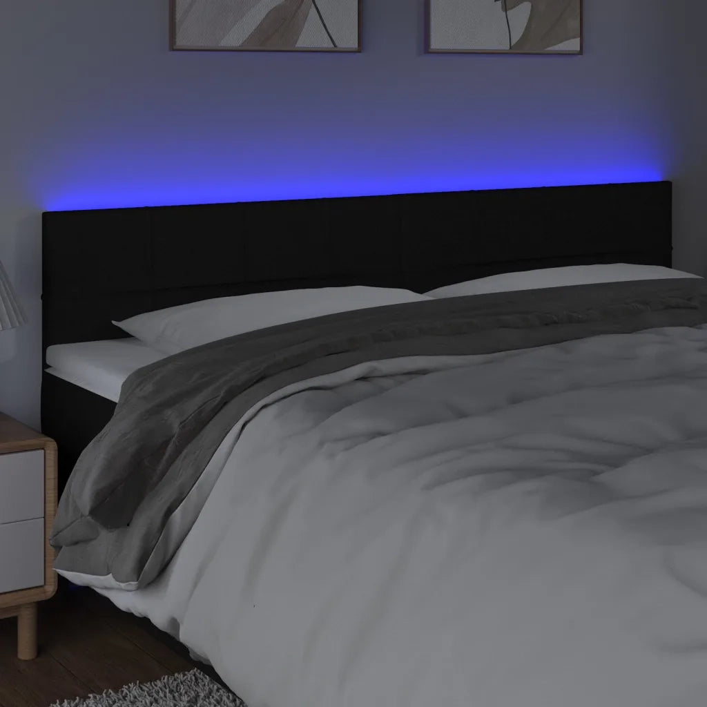 Testiera a LED-Testata con LED Nera 180x5x78/88 cm in Tessuto 905518