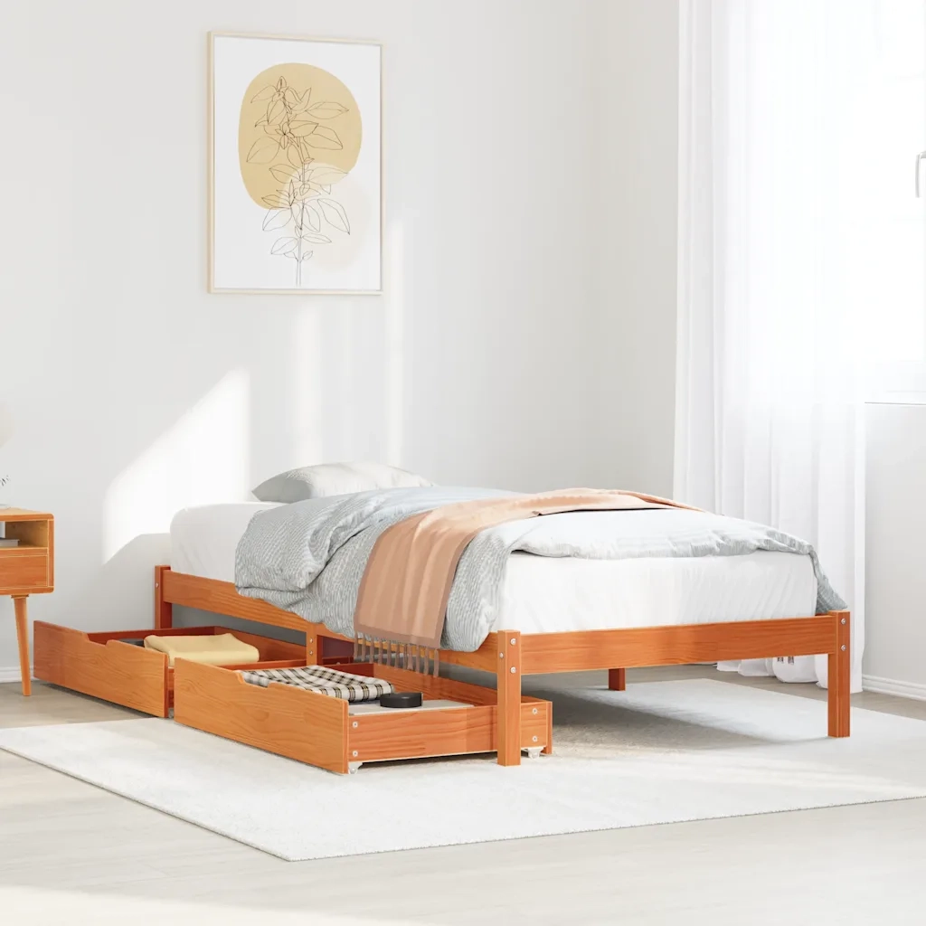 Letto senza Materasso-Struttura Letto Marrone Cera 100x200 cm in Legno di Pino 607831