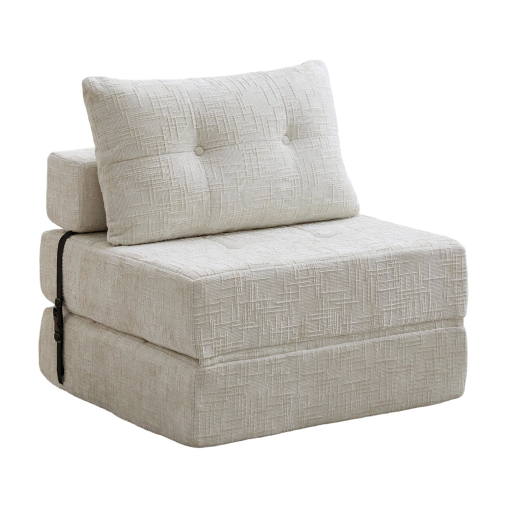 Divano letto pieghevole con cuscini; 79x180x18 cm; Chenille beige