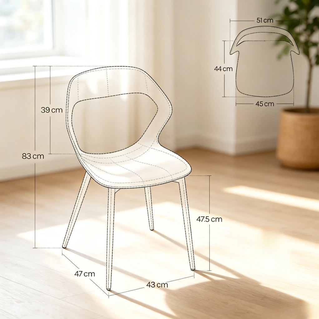 SEDIE da pranzo ergonomiche 51x44x83 cm PP bianco e metallo Set da 4 pezzi