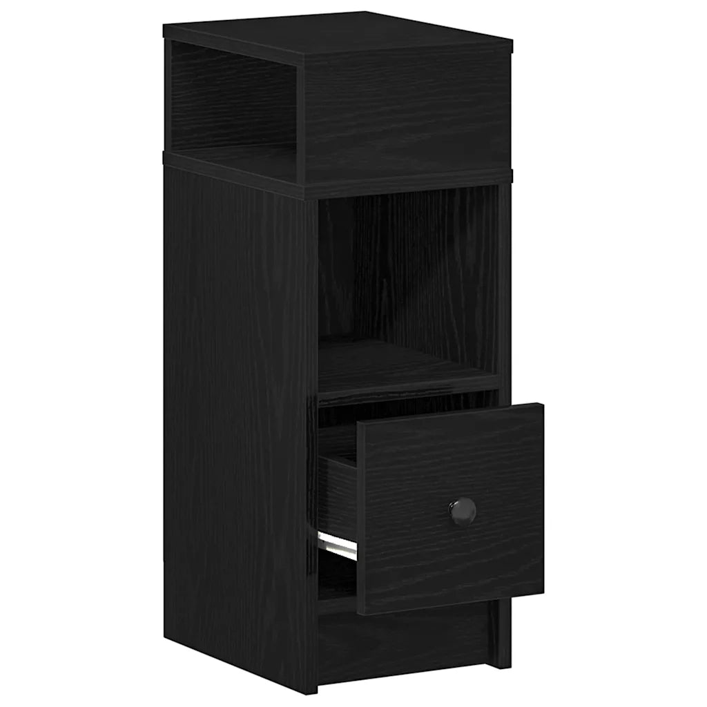 Comodino | Armadio da Notte | Mobiletto da notte con Cassetto Nero 25x31x66 cm