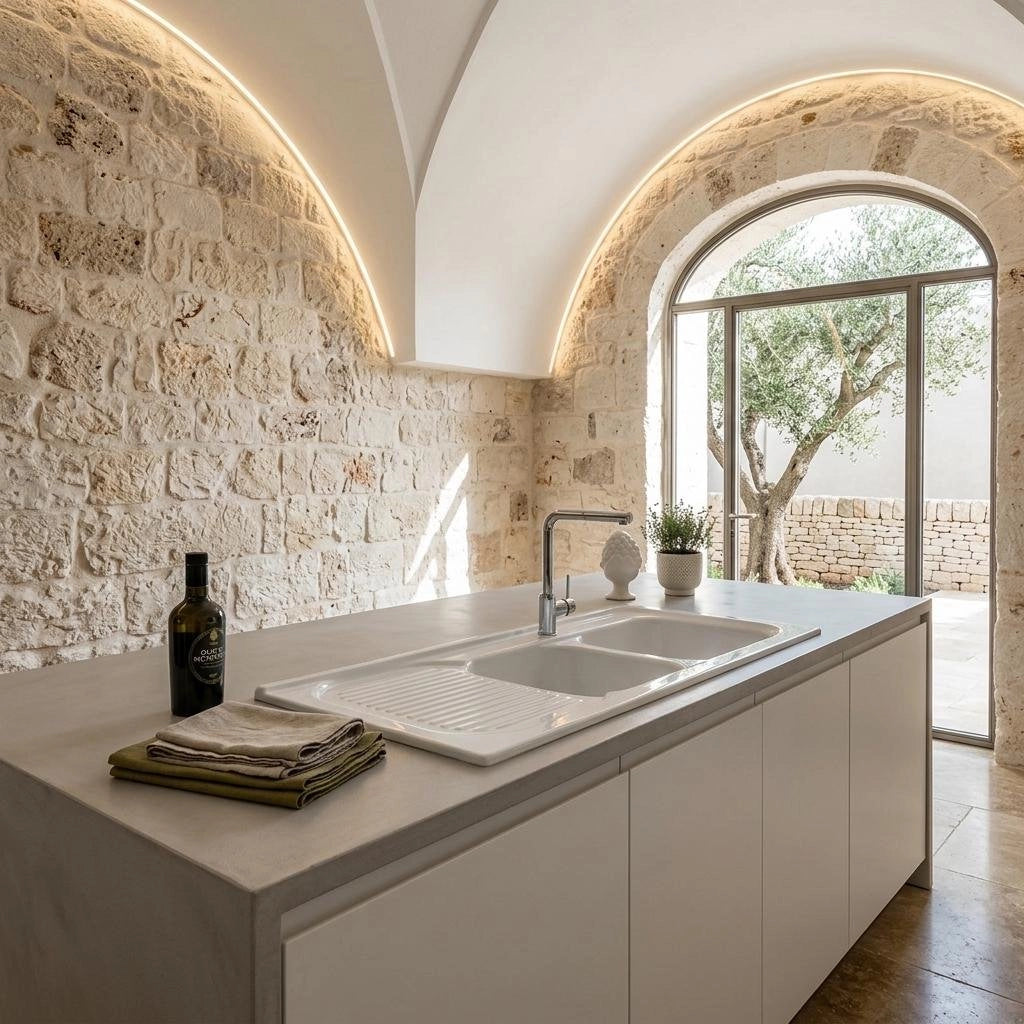 Lavello da incasso in ceramica con due vaschette 120x50 cm gocciolatoio DX - Bianco