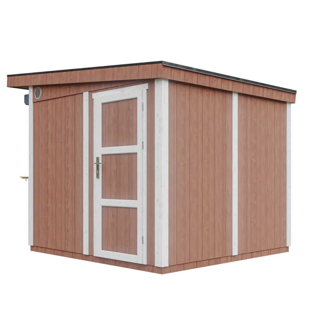 Chiosco esterno PREMIUM - 5,9m?² - H240x248x305 cm - Costruzione pannello PREMIUM - Timbela M950-REDWOOD RED
