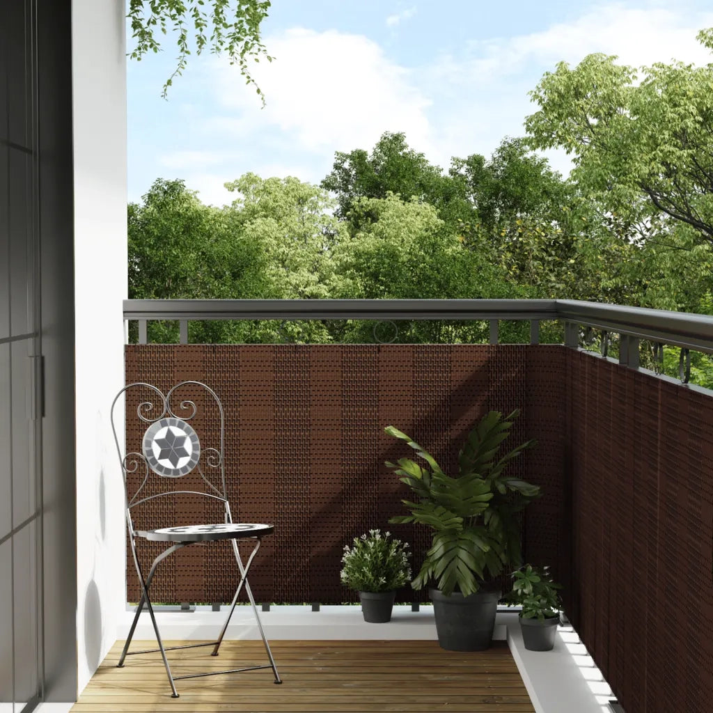 Schermo da balcone | Paravento da Balcone Marrone e Nero 600x80 cm in Polyrattan