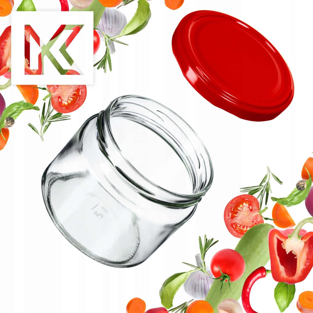 Barattoli di vetro KADAX Sonka 330 ml 10 pezzi 82 mm + coperchi rossi