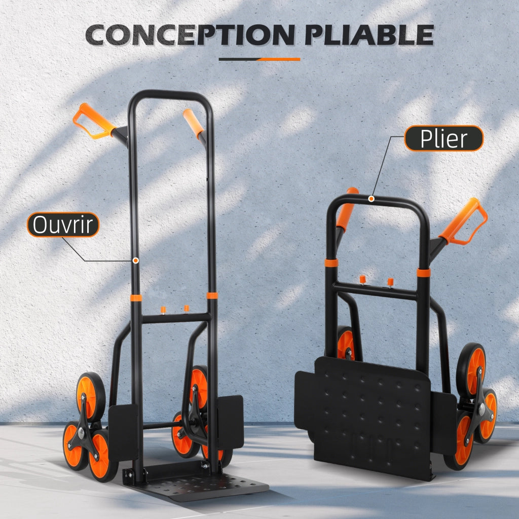 Carrello a 6 Ruote Pieghevole ¨C Minimal ¨C Arancione, Acciaio, 44x67x106.5cm