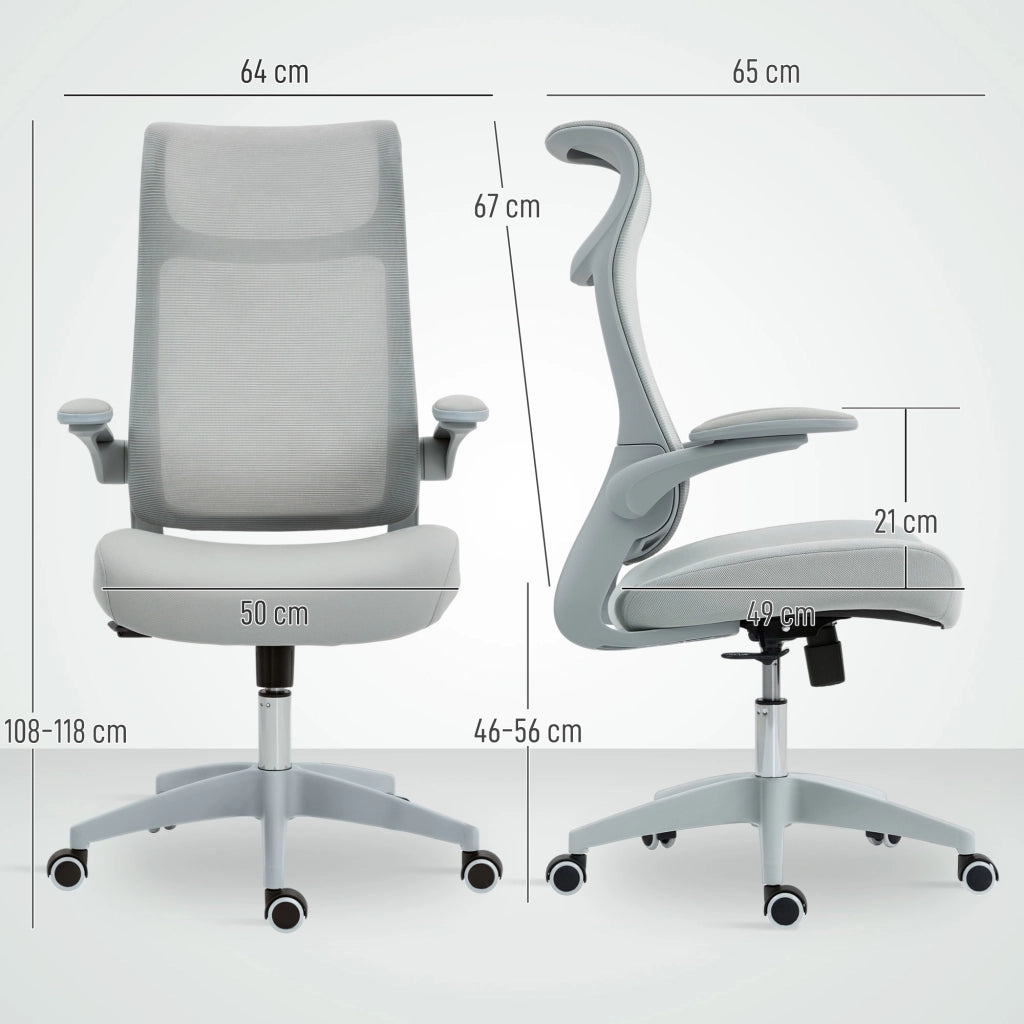 Sedia da Ufficio Ergonomica con Schienale a Rete e Braccioli ¨C Minimal ¨C Grigio