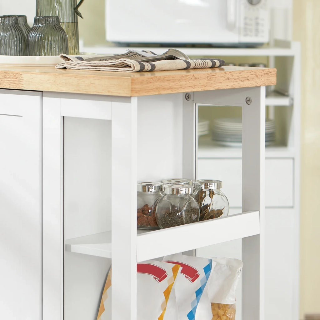 Carrello Cucina Credenza Bianca con Armadio e portabottiglie Bianco FKW75-WN