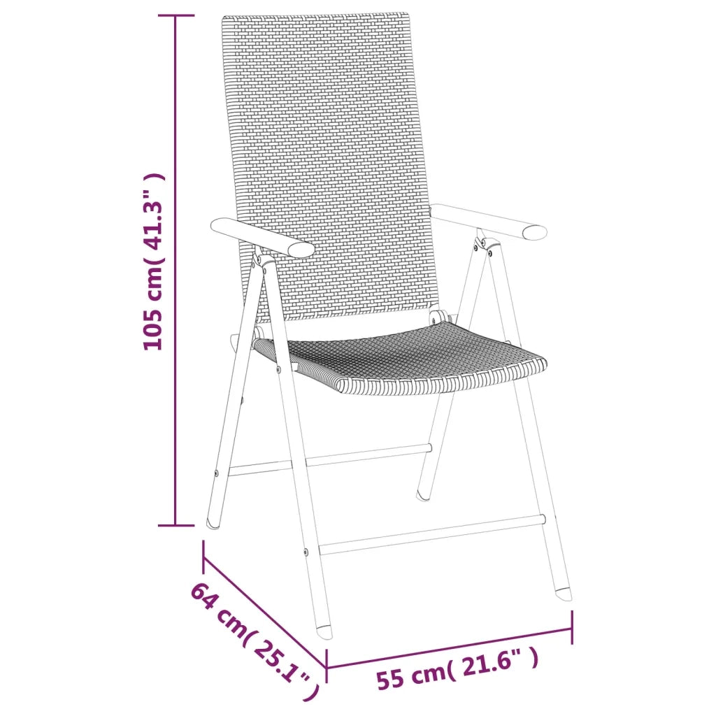 Set da Pranzo da Giardino 7 pz Nero in Polyrattan 3156513